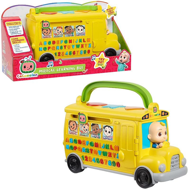 Photo 1 of CoComelon Musical Learning Bus, Number and Letter Recognition, Phonetics, Yellow School Bus Toy Plays ABCs and Wheels on the Bus, by Just Play
