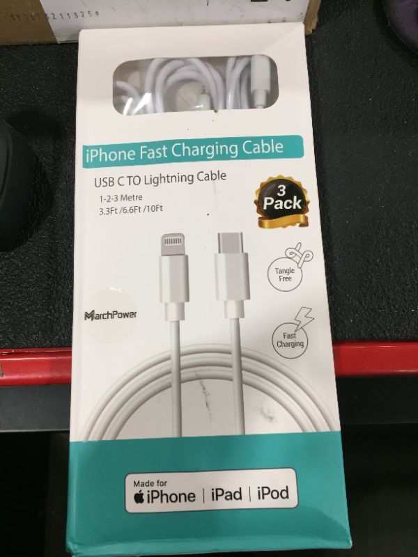 Photo 1 of Iphone fast charging cables, usb c to lightning, 1-2-3 metre sizes