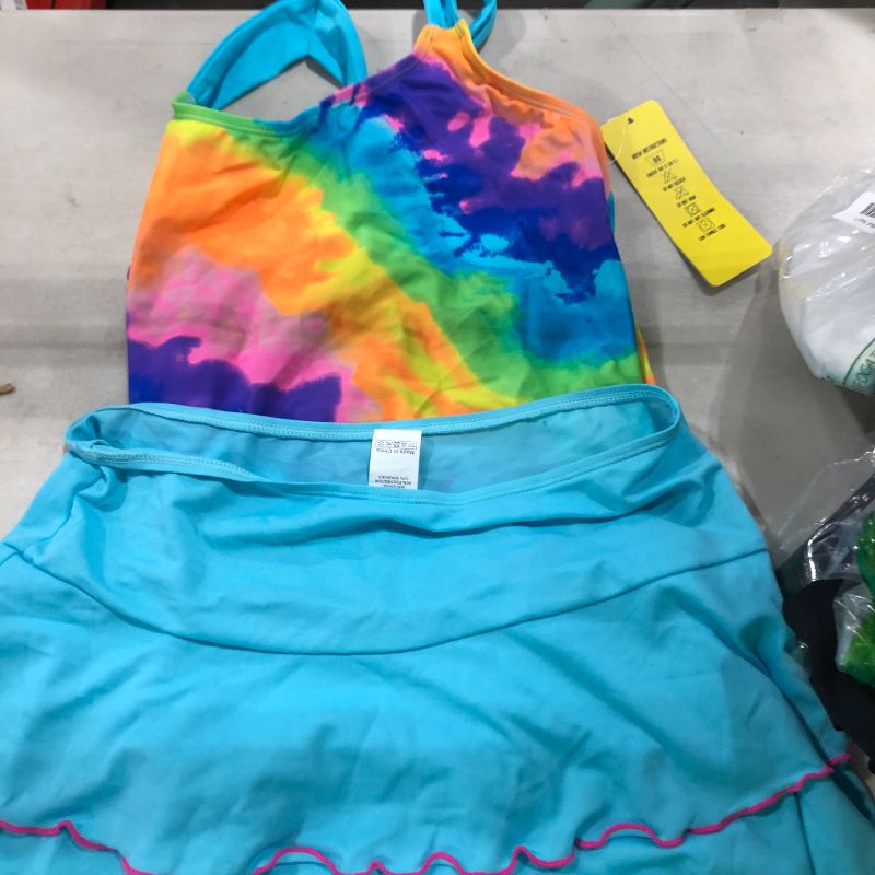 Photo 2 of Tie Dye Girls One Piece Swimsuit Kids 7-16 Years Children's Swimwear Knitted Girls Bathing Suit
size XL