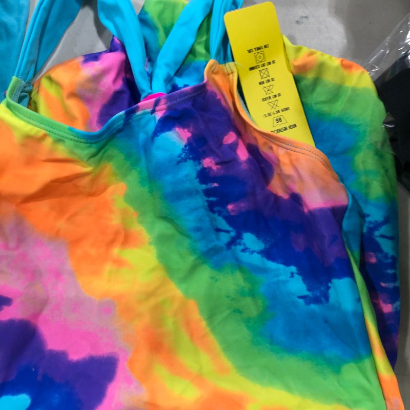 Photo 1 of Tie Dye Girls One Piece Swimsuit Kids 7-16 Years Children's Swimwear Knitted Girls Bathing Suit
size XL