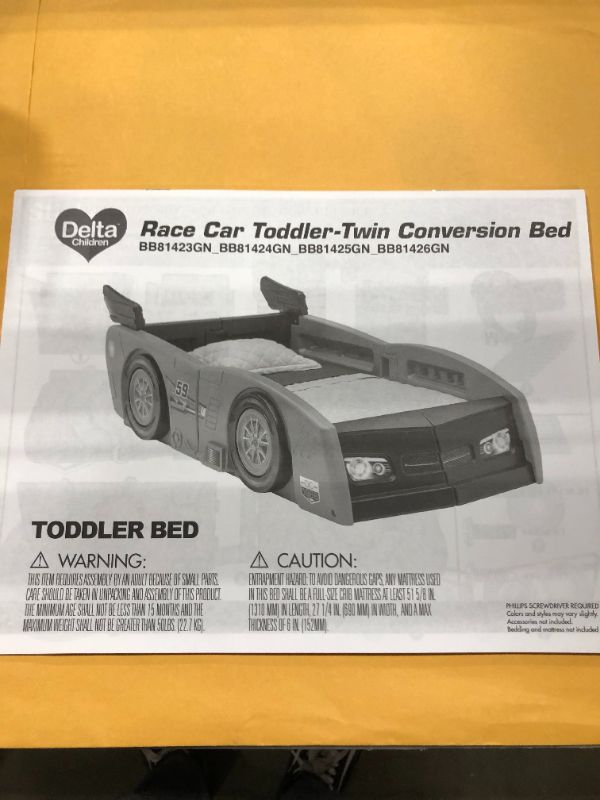 Photo 4 of Delta Children Grand Prix Race Car Toddler & Twin Bed - Made in USA, Red
