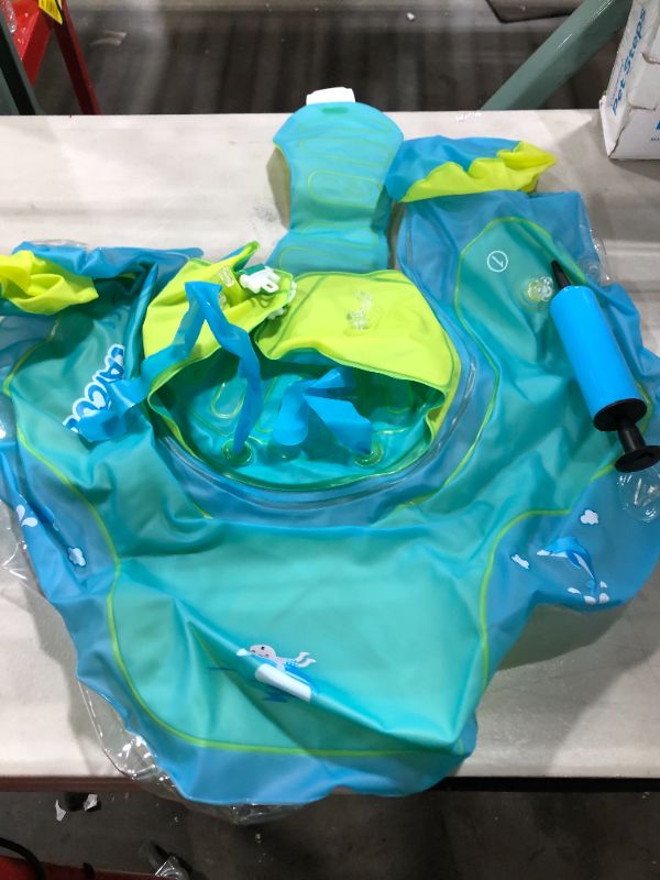 Photo 2 of LAYCOL Baby Swimming Float with Sun Canopy Over UPF50+ ? Baby Floats for Pool Add Tail Never Flip Over (Blue, L)
