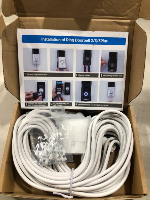 Photo 2 of OLAIKE 8m/26 ft Charge Cable with DC Power Compatible with Video Doorbell 2 & 3 & 3Plus, Weatherproof Cable to Continuously Charge,No Need to Change the Batteries Any More,White-8m
