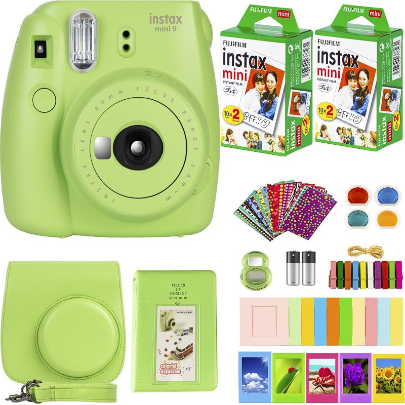 Photo 1 of FujiFilm Instax Mini 9 Instant Camera + Fujifilm Instax Mini Film (40 Sheets) Bundle with Deals Number One Accessories Including Carrying Case, Color...
