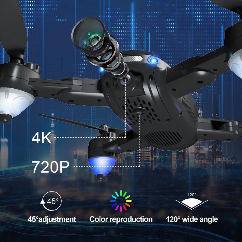 Photo 2 of GPS Drone with 4K Camera for Adults Beginner, Dual Camera 5G WiFi FPV Live Video Quadcopter Auto Return Follow Me Foldable Drone 40mins Flight Time Headless?2 Batteries?
