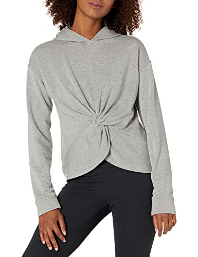 Photo 1 of Amazon Brand - Core 10 Women'sCloud Soft Yoga Fleece Twist Front Hoodie Sweatshirt, Light Grey Heather, Large
