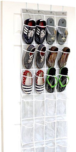 Photo 1 of 24 Pockets - Simplehouseware Crystal Clear Over the Door Hanging Shoe Organizer, Gray (64'' X 19'')
