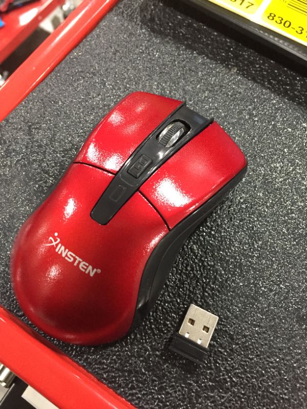 Photo 2 of Insten Red 2.4G Cordless 4 Keys Wireless Optical Mouse with 800 1200 1600 DPI for Computer Laptop Desktop PC
