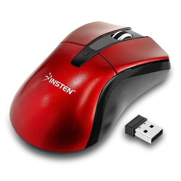 Photo 1 of Insten Red 2.4G Cordless 4 Keys Wireless Optical Mouse with 800 1200 1600 DPI for Computer Laptop Desktop PC
