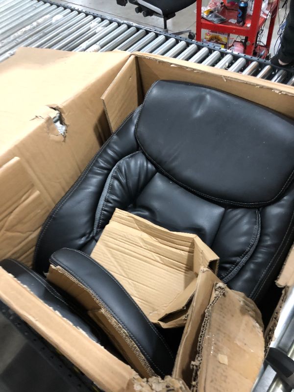 Photo 1 of Serta 44942 Executive Office Chair with Smart Layers Technology | Leather and Mesh Ergonomic with Contoured Lumbar and ComfortCoils | Black & White