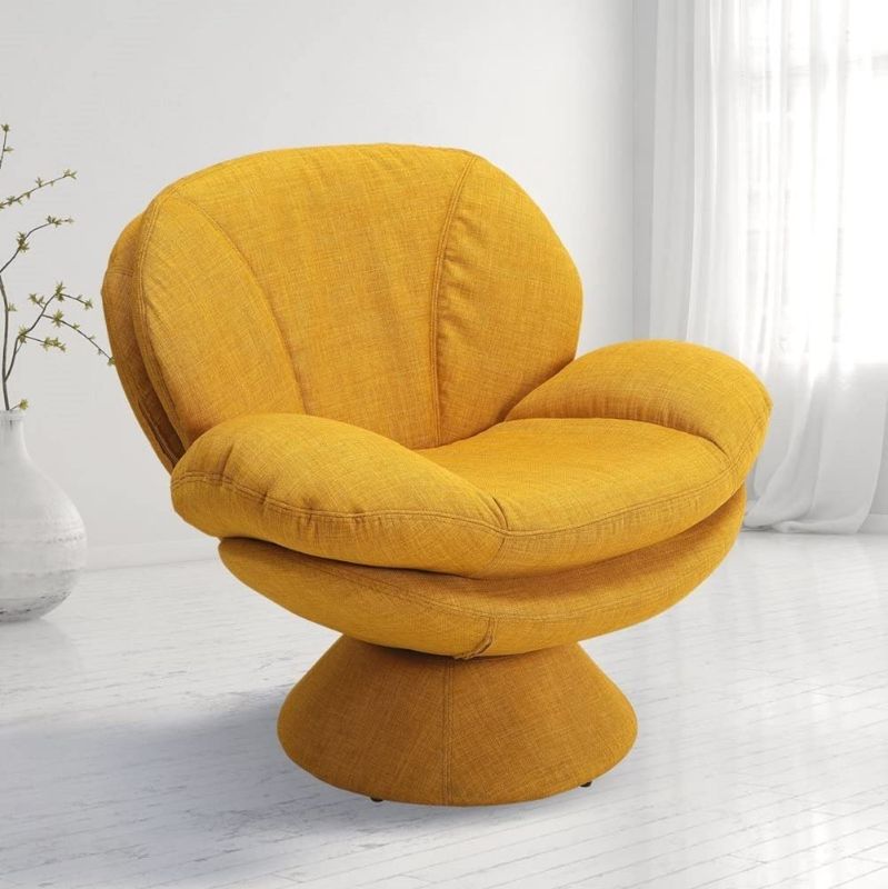 Photo 1 of Mac Motion Comfort Leisure Accent Straw Fabric Swivel Pub Chair, Yellow