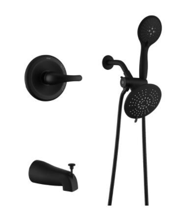 Photo 1 of AIHOM Matte Black Shower System 2 in 1 Shower Head with 5 Function Hand Shower and Tub Faucet Shower Combo Set