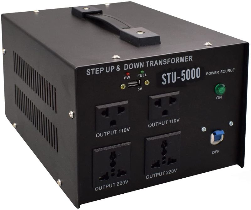 Photo 1 of 5000 Watts Power Transformer Convert Step-up Down 110V to 220V with USB Charger and Circuit Breaker Protection
