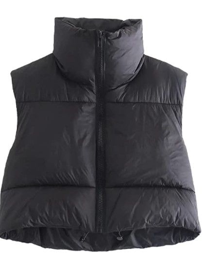 Photo 1 of Women's Winter Crop Vest Lightweight Sleeveless Warm Outerwear Puffer Vest - medium