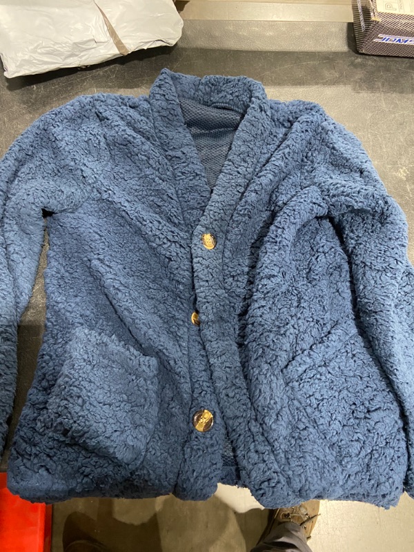 Photo 1 of Womens (XL) Blue Faux Fur Cardigan