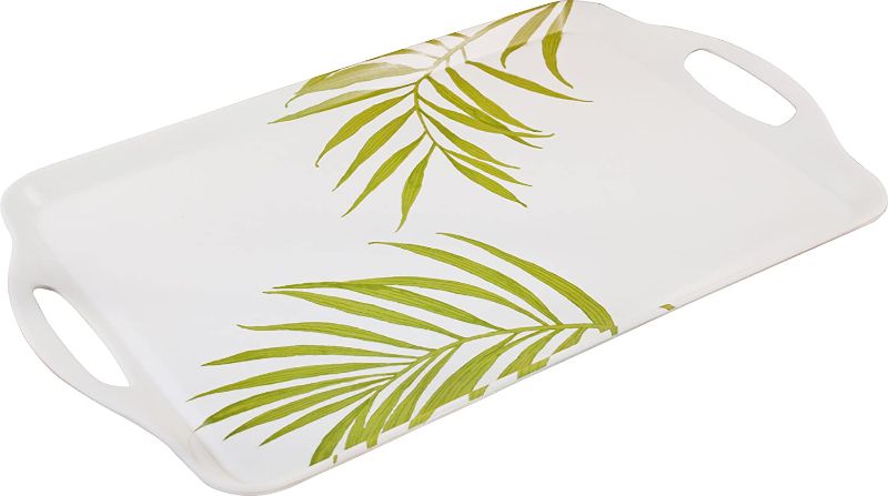 Photo 1 of Corelle Coordinates by Reston Lloyd Melamine Rectangular Serving Tray with Handles, Bamboo Leaf
