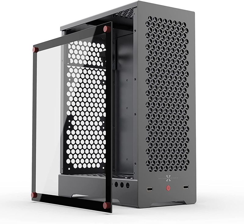 Photo 1 of MATX Case Aluminum, Mid Tower PC case Supporting ATX PSU, Desktop DIY Computer Case for Gaming Home and Office use