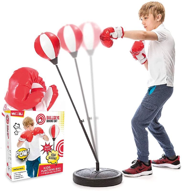 Photo 1 of Whoobli Punching Bag for Kids Incl Boxing Gloves | 3-10 Years Old Adjustable Kids Punching Bag with Stand | Boxing Bag Set Toy for Boys & Girls
