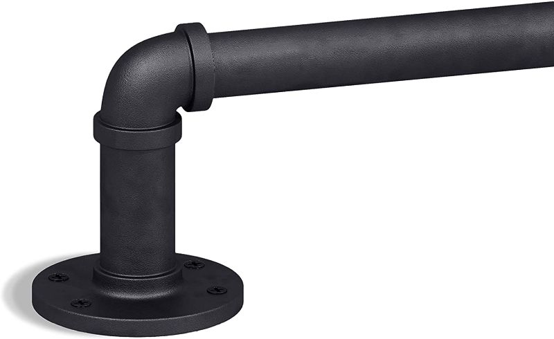 Photo 1 of 1 Inch Industrial Curtain Rod, Curtain Rod for Windows 66 to 120, Curtain Rods, Black Curtain Rod, Outdoor Curtain Rod, Rustic Curtain Rod, Room Divider Curtain Rod, 72-144 Inch: Black
