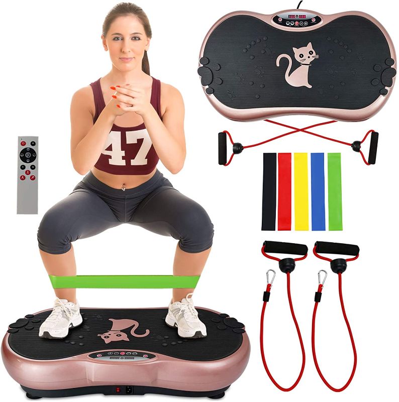 Photo 1 of Ravs Vibration Plate Exercise Machine Whole Body Workout Machine Vibration Fitness Platform Machine Home Training Equipment with Resistance Bands, Remote Control and Max Load 330lbs
