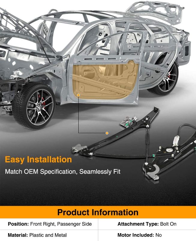 Photo 2 of A-Premium Electric Power Window Regulator Without Motor Compatible with Mercedes-Benz C219 CLS500 CLS55 AMG CLS550 CLS63 2006-2011 Front Passenger Side
