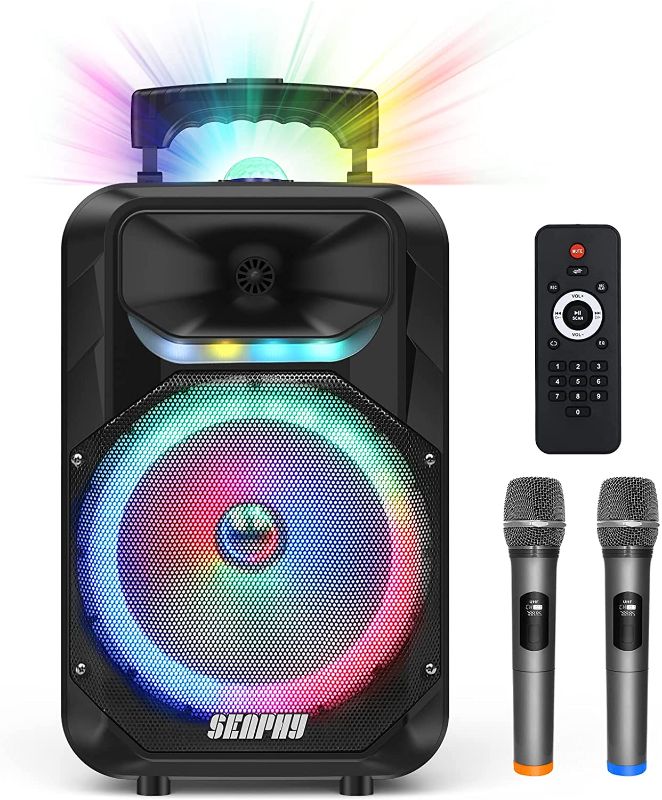 Photo 1 of Portable Karaoke Machine for Adults and Kids with 2 Wireless Microphones, 10" Subwoofer PA Bluetooth Karaoke Speaker System with DJ Light for Outdoor Party, Best Gift (KL-B1011)
