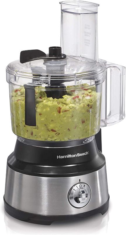 Photo 1 of Hamilton Beach Food Processor & Vegetable Chopper for Slicing, Shredding, Mincing, and Puree, 10 Cups - Bowl Scraper, Stainless Steel