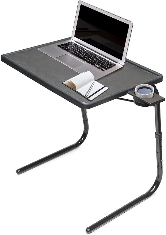 Photo 1 of Table Mate II Adjustable TV Tray - Folding Tray Table with Cup Holder - Portable Table for Eating or Couch Desk - Black