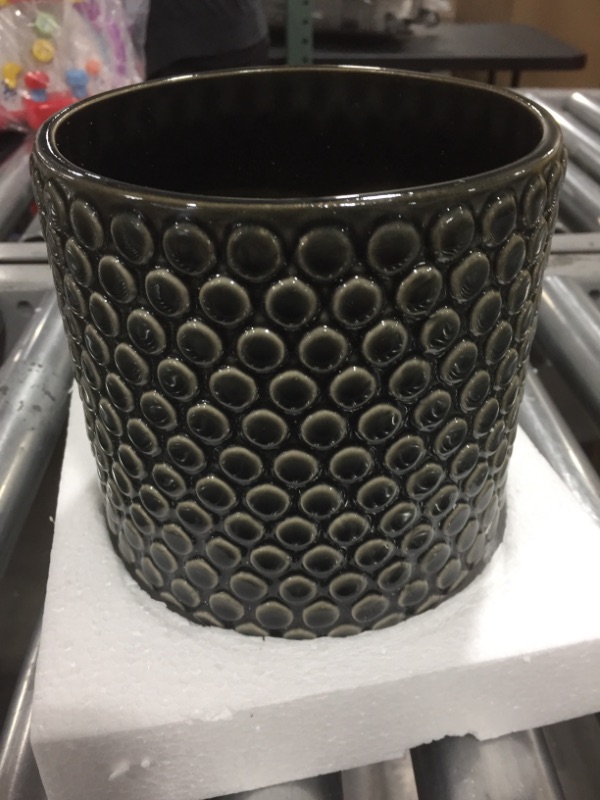 Photo 2 of Bloomingville Stoneware Pot with Raised Polka Dot Design, 6", Grey
