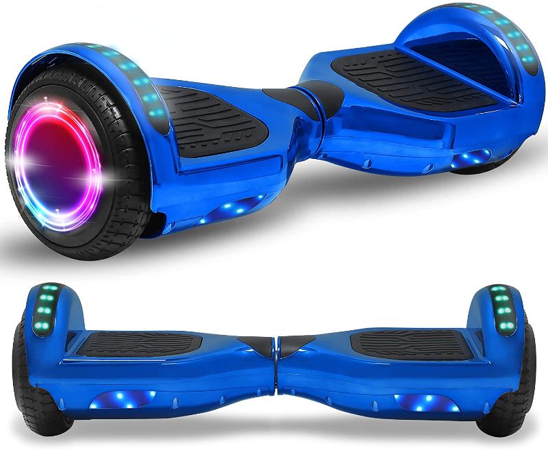 Photo 1 of Newest Generation Electric Hoverboard Dual Motors Two Wheels Hoover Board Smart Self Balancing Scooter with Built-in Bluetooth Speaker LED Lights For Adults Kids Gift (Chrome Royal Blue)
