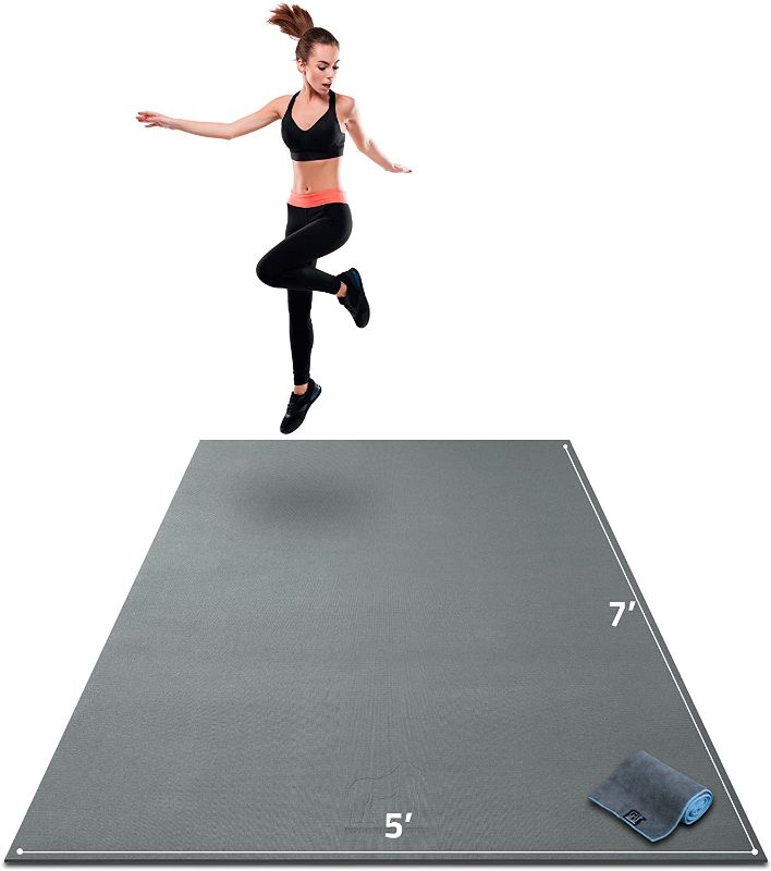 Photo 1 of Gorilla Mats Premium Large Exercise Mat – 7' x 5' x 1/4" Ultra Durable, Non-Slip, Workout Mat for Instant Home Gym Flooring – Works Great on Any Floor Type or Carpet – Use With or Without Shoes