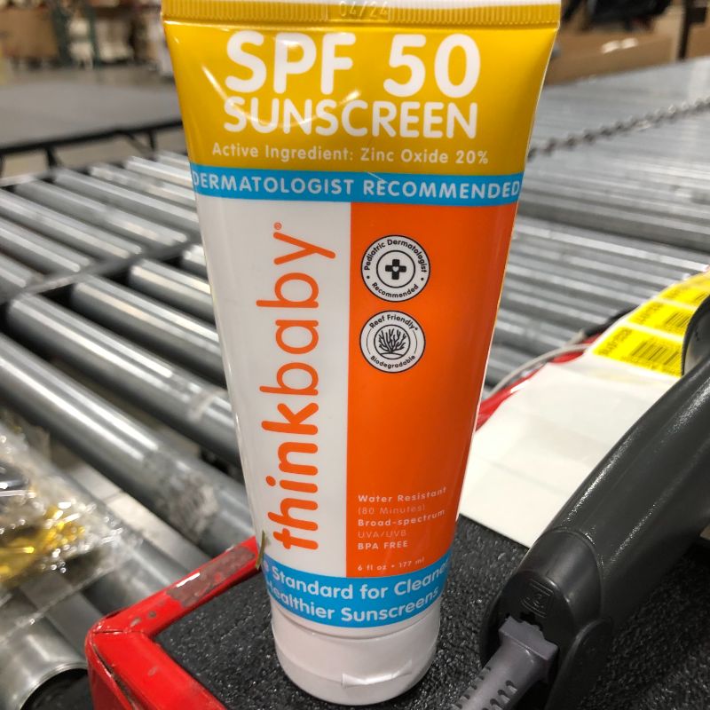 Photo 2 of Baby Sunscreen Natural Sunblock from Thinkbaby, Safe, Water Resistant Sunscreen - SPF 50+ (6 ounce)