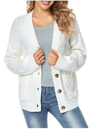 Photo 1 of Fuinloth Women's Cardigan Sweater, Oversized Chunky Knit Button Closure with Pockets LARGE