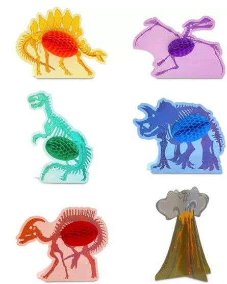 Photo 1 of Blue Panda 12-Piece Dinosaur Paper Cutout Honeycomb Dino Table Centerpieces Decorations Kids Party Supplies