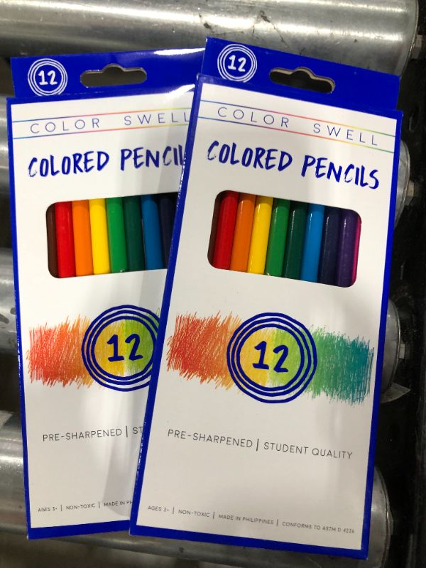 Photo 2 of Color Swell Colored Pencil Pack 12 Count Assorted Vibrant Pre-Sharpened Colors Perfect for Kids, Teachers, Classrooms, and All Ages (2 PACK)