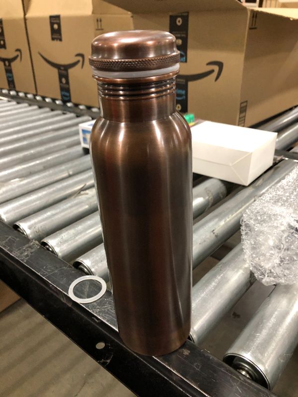 Photo 2 of Cretoni Certified Pure Copper Water Bottle - Plain Smooth Stylish Leak Proof design - Perfect Ayurvedic Copper Vessel for Sports, Fitness