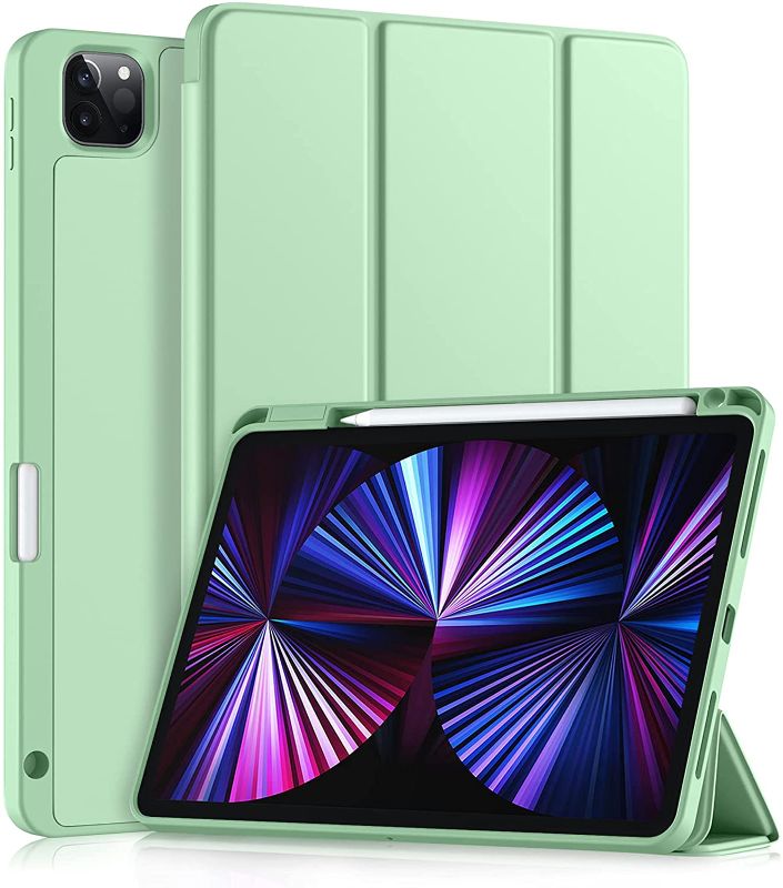 Photo 1 of Akkerds Case Compatible with iPad Pro 11 Inch Case 2021/2020 3rd/2nd Generation with Pencil Holder, 2nd Pencil Charging, Trifold Stand Protective Case Compatible with iPad Pro 11 Case, Green