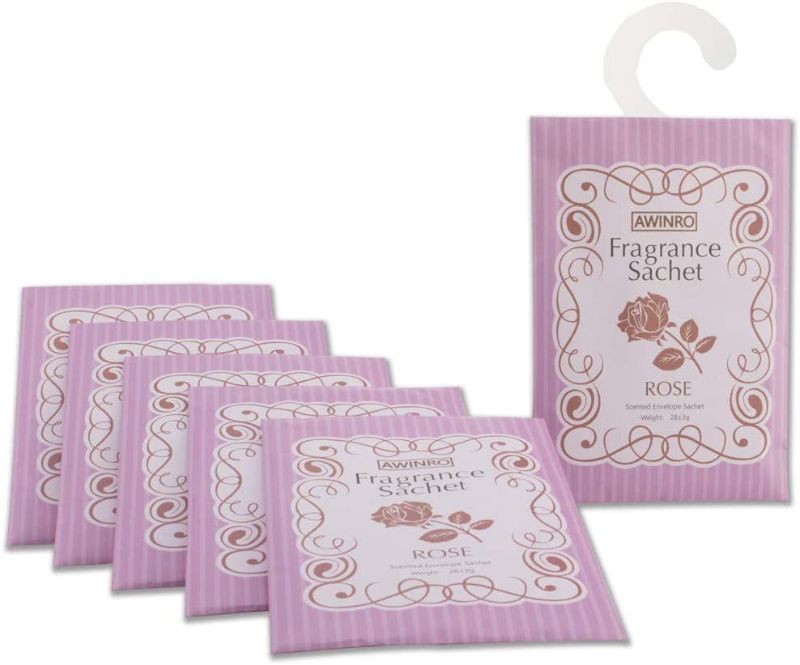 Photo 1 of Awinro 6 Packs Rose Scented Sachets with Hanger,for Drawer Closet Dresser Car Fragrant Bags?Larger Package Can Long-Lasting Fragrance at Home.