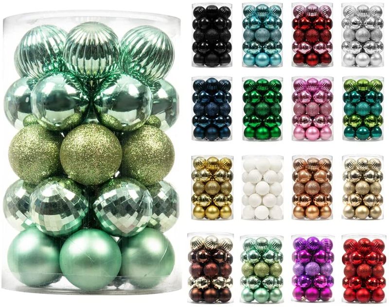 Photo 1 of XmasExp Christmas Ball Ornaments (1.57", Mint Green) 34ct Christmas Ball Ornaments Shatterproof Xmas Tree Hanging Balls Decorations Perfect for Holiday Wedding Christmas Decor