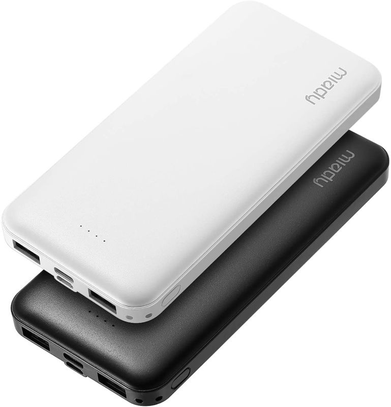 Photo 1 of 2-Pack Miady 10000mAh Dual USB Portable Charger, Fast Charging Power Bank with USB C Input, Backup Charger for iPhone X, Galaxy S9, Pixel 3 