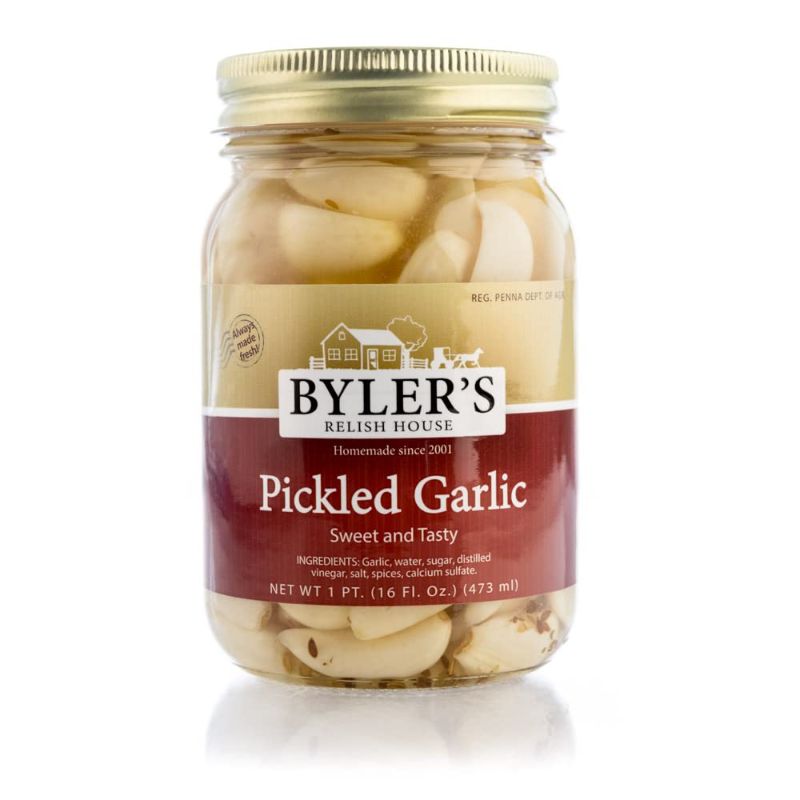 Photo 1 of Byler's Relish House Pickled Garlic 16 Fl. Oz. (1 PT) Glass Jar