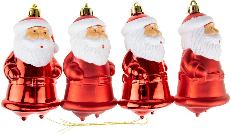 Photo 1 of Clever Creations Shiny Santa Christmas Tree Ornament |4 Pack | Festive Holiday Décor | Lightweight Shatter Resistant | Strings Included | 4.25" Tall
