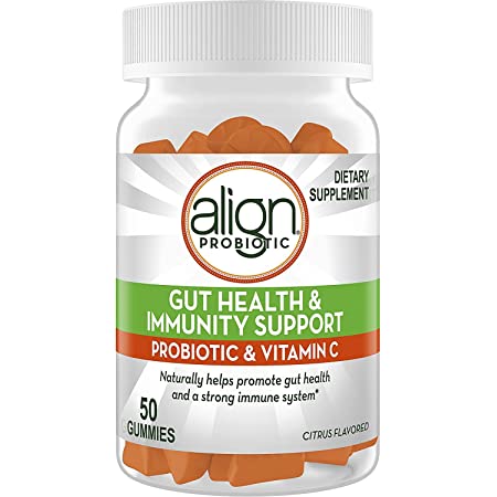 Photo 1 of Align Probiotic, Gut Health & Immunity Support, #1 Doctor Recommended Brand, vitamin C and B12 for Immune Support & Energy, Citrus Flavor, 50 Gummies
