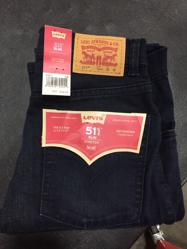 Photo 2 of  Levi's Young Boy's Blue 511 Slim Fit Jeans Denim Pants Size 16R 28x30
