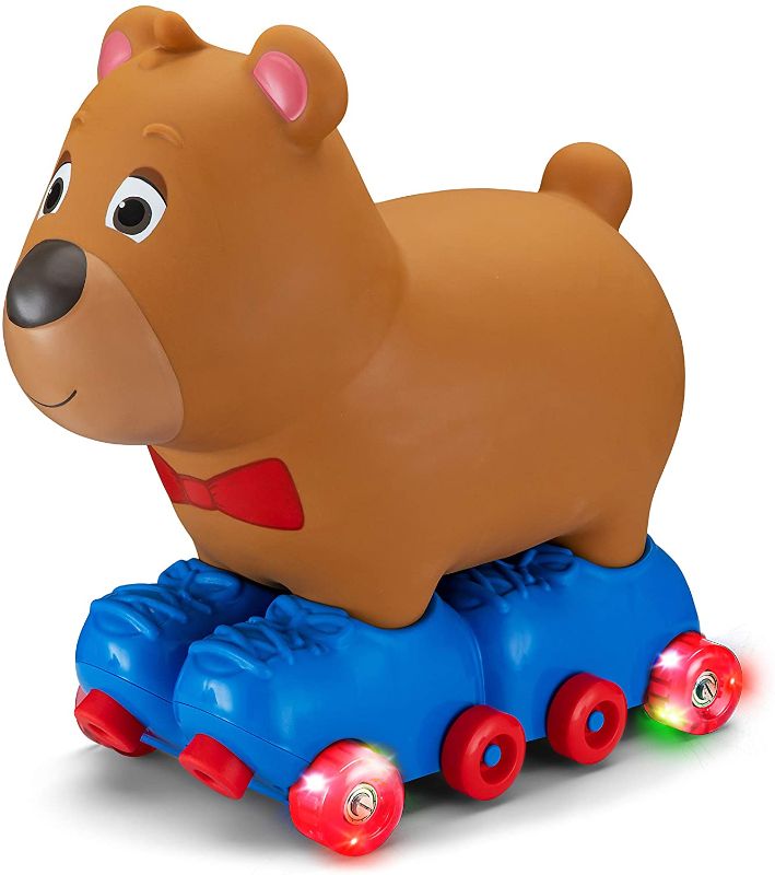 Photo 1 of Kid Trax Silly Skaters Bear Toddler Foot to Floor Ride On Toy, Kids 1-3 Years Old, Soft and Inflatable, Single Rider, Light Up LED Rollerskates, Brown (KT1601I)
