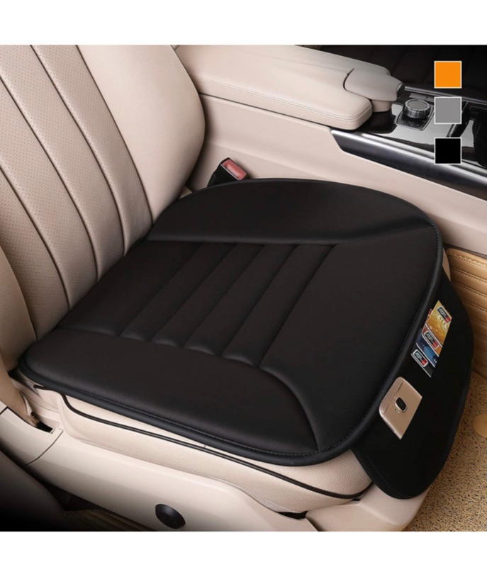 Photo 1 of Lofty Aim Premium Car Seat Cushion, Driver Seat Cushion with Comfort Memory Foam & Non-Slip Rubber Bottom with Storage Pouch, Car Seat Pad Works with 95% of Vehicles and Office Chair or Home (Black)