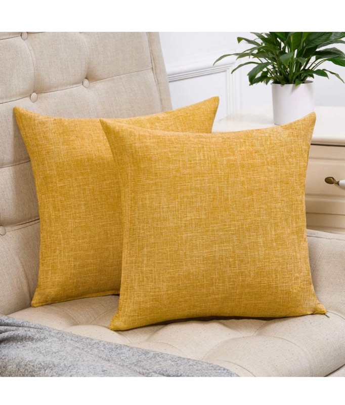 Photo 1 of Anickal set of 2 mustard yellow pillow covers 18x18