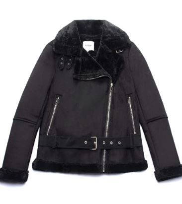 Photo 1 of  RAMISU Women Outerwear Faux Leather Jacket Lined in Thick Faux Fur Winter Coat Street Casual Moto Style Size-XL