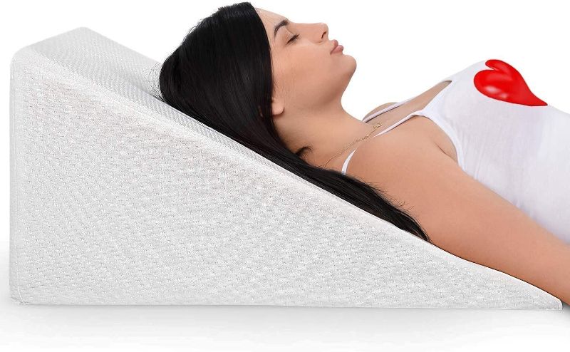 Photo 1 of Bed Wedge Pillow With Memory Foam Top – Ideal For Comfortable & Restful Sleeping – Alleviates Neck & Back Pain, Acid Reflux, Snoring, Heartburn, Allergies - Versatile