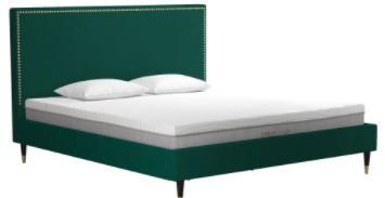 Photo 1 of Audrey Emerald Green Velvet Upholstered King Size Bed Box 1 of 2 Only, item incomplete.